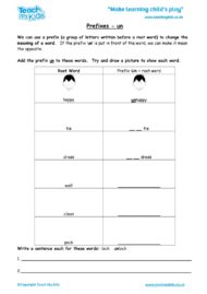 Worksheets for kids - prefixes-un